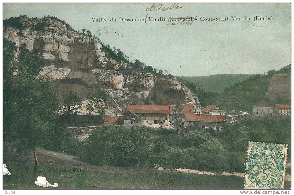 Cpa 1907   Vallée Du Dessoubre ,moulin  Gravelot  Cour St Maurice  DOUBS - Saint Hippolyte