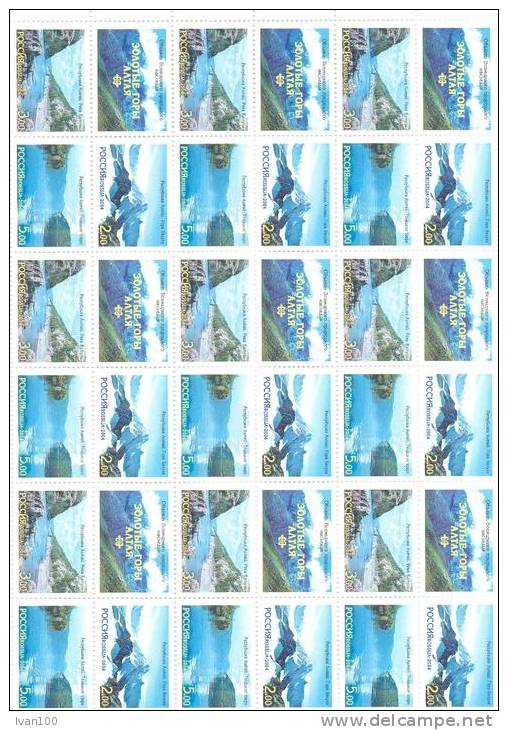 2004. Russia, UNESCO, Golden Mountains Of Altai, Sheet Of 9 Sets, Mich.1217/19,mint/** - Blocs & Feuillets