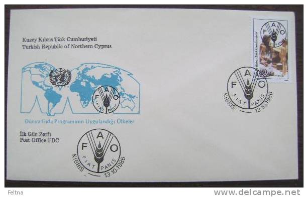 1986 TURKISH REPUBLIC OF NORTHERN CYPRUS FDC FAO FIAT PANIS - Contre La Faim