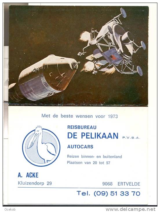 Kalender Klein Formaat 1973 - Reisbureau De Pelikaan Ertvelde - Petit Format : 1971-80