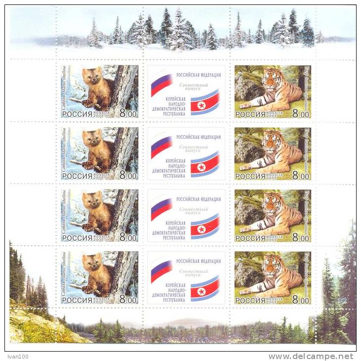 2005. Russia, Protect Of Wildlife, Sheetlet, Joint Issue With N. Korea, Mint/** - Blocks & Kleinbögen