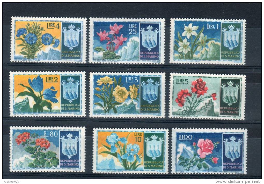 SAN MARINO  1953 -- Fiori 1° Emissione--- Complete  ** MNH / VF - Unused Stamps
