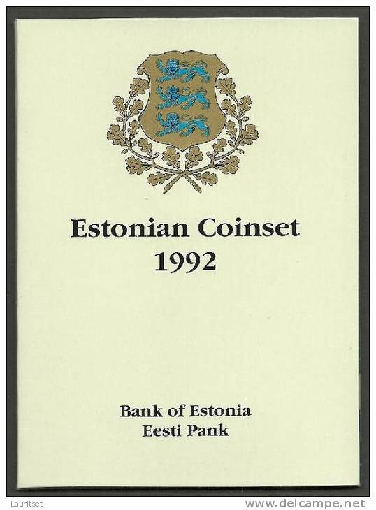 ESTLAND ESTONIA Estonie Münzen Im Folder First Official Coin Set Of Estonian Bank 1992 - Estonie