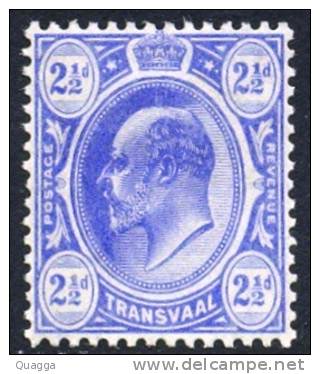 Transvaal 1905-1909. 2½d Bright Blue (wmk.MCA). SACC 282*. - Transvaal (1870-1909)