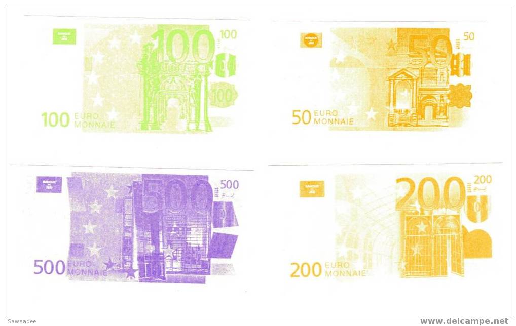 BILLET FACTICE DE JEU - EURO - LOT DE 4 - 50,100,200,500 - Altri & Non Classificati