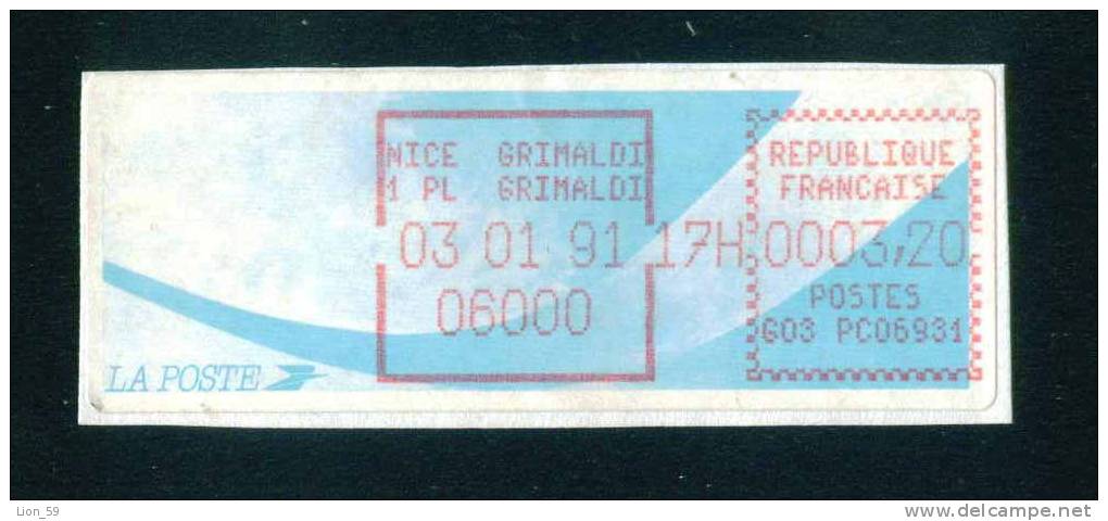 112120 / LSA / NICE GRIMALD 1 PL GRIMALDI 03.01.1991 - France Frankreich Francia - Brieven En Documenten