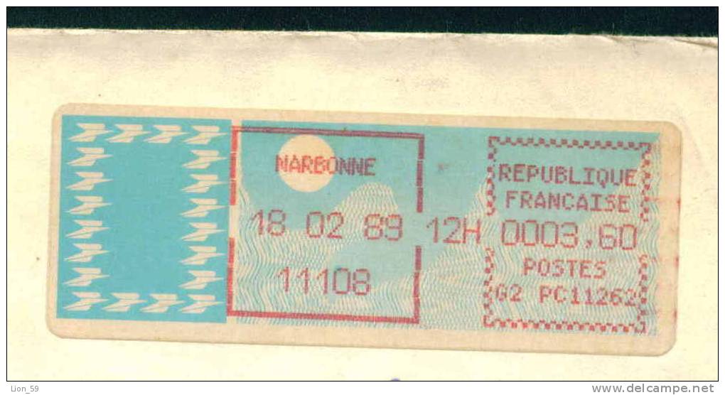 112136 / LSA / NARBONINE 18.02.1989 / 3.60 Fr. / - France Frankreich Francia - Lettres & Documents