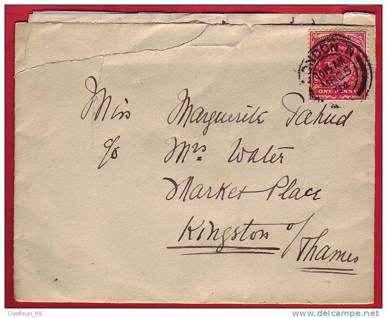 Lettre Pour Kingston S/ Thamus 1904 / With The Contents / - Cartas & Documentos