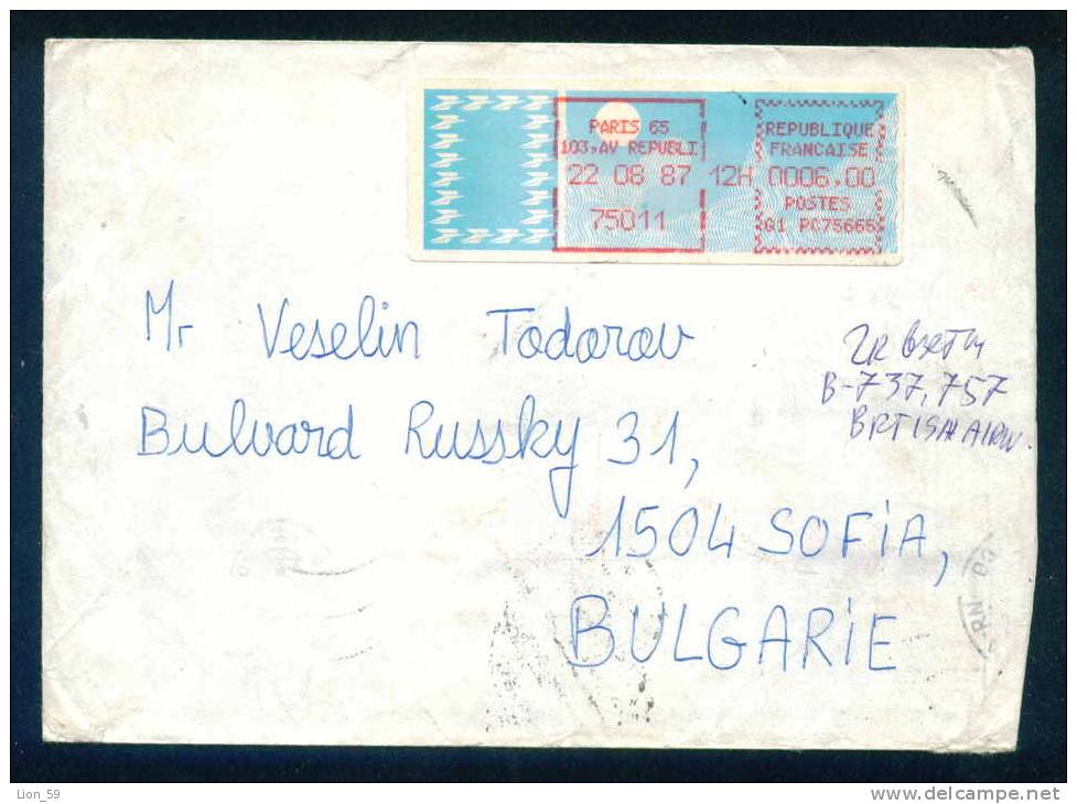 112144 / LSA / PARIS 65 , 103, AV REPUBLI. 22.08.1987 / 6.00 Fr. /  - France Frankreich Francia - Lettres & Documents