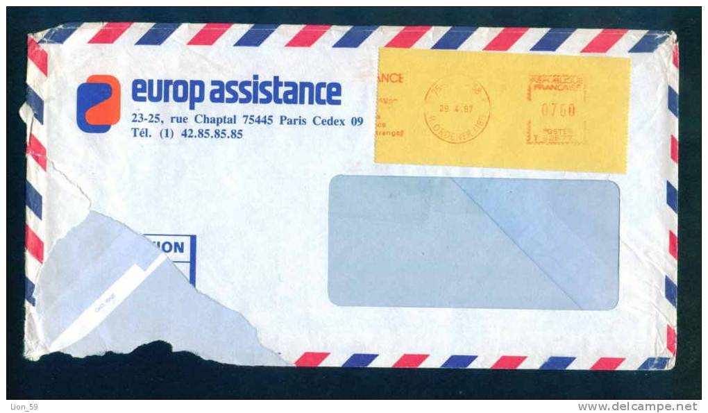 112161 / LSA / 75 PARIS 58 29.04.1987 R. ORDENER  / 7.60 Fr. / EUROP ASSISTANCE - France Frankreich Francia - Lettres & Documents