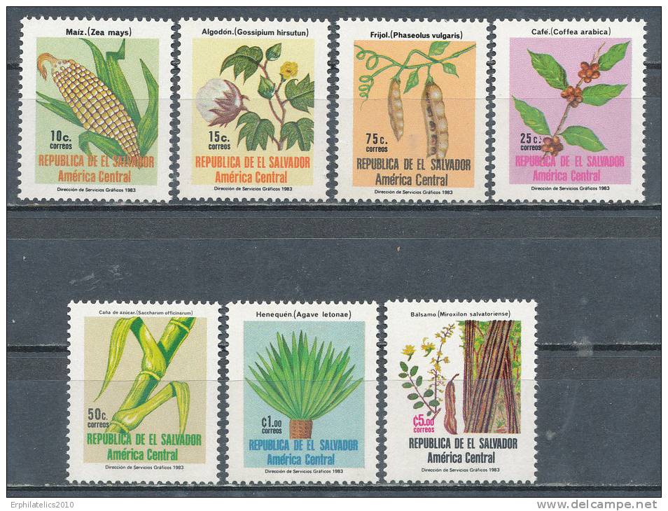 SALVADOR 1984 PRODUCE COFFEE SC# 984-990 VF MNH SCARCE - El Salvador