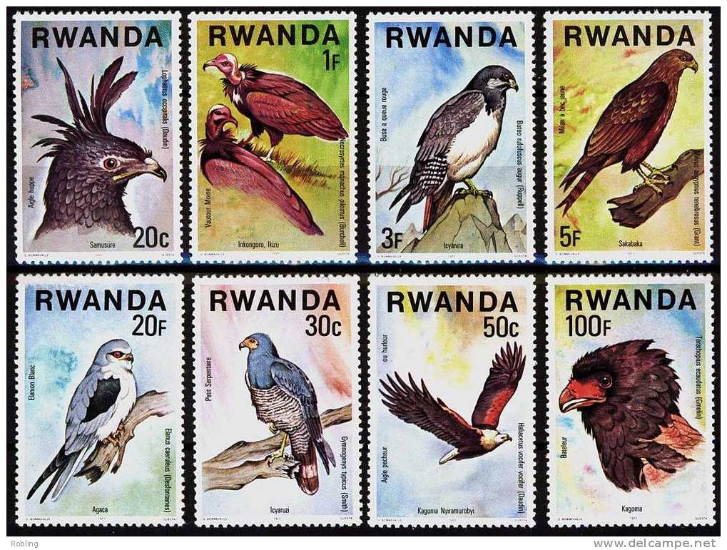 Rwanda 1977, Michel 893-900, MNH 14374 - Adler & Greifvögel