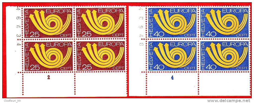 Série Europa En Blocs De Quatre Neuf ** 1973 / Z. 543-4 / Mi 994-5 / Bords De Feuilles - Neufs