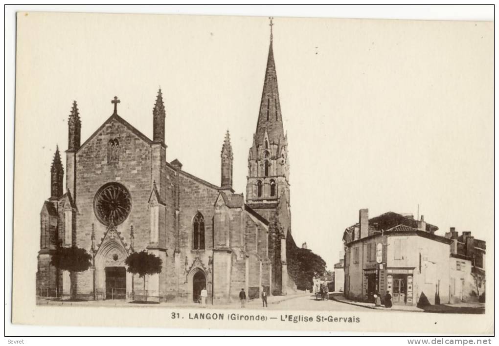 LANGON. - L'Eglise St-Gervais - Langon