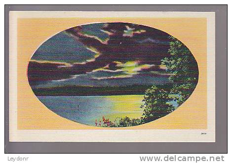 Lake View At Night  - Pub. By Ashville Post Card Co., Ashville, N.C. - American Roadside