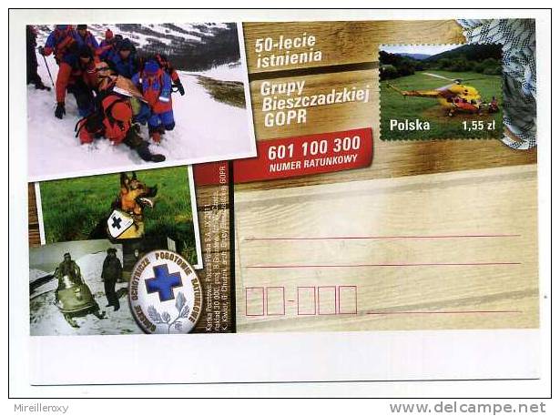 ENTIER POSTAL POLOGNE SAUVETAGE CHIEN HELICOPTERE - Helicopters