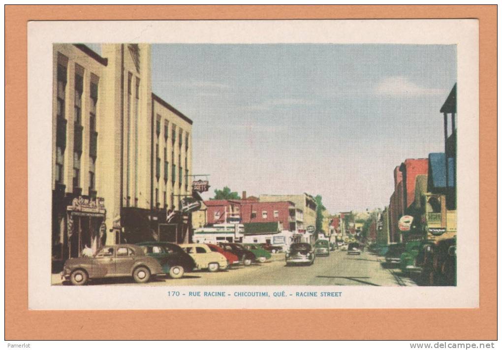 Chicoutimi Quebec ( Rue Racine Vieille Auto, Old Car )Quebec Canada  Post Card Carte Postale Animée Vielle Auto - Chicoutimi