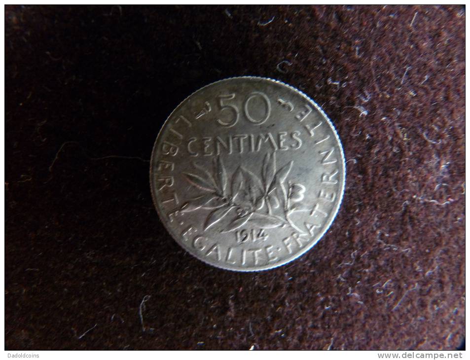 Francia France 50 Centimes Plata Argent Silver 1914 Semeuse. Ver Detalles En Fotos. - Otros & Sin Clasificación