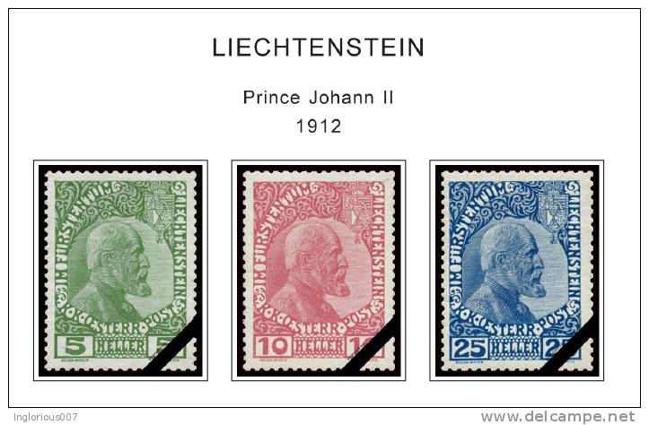 LIECHTENSTEIN STAMP ALBUM PAGES 1912-2011 (172 Color Illustrated Pages) - Inglese