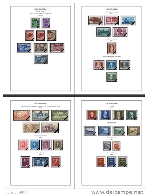 LIECHTENSTEIN STAMP ALBUM PAGES 1912-2011 (172 color illustrated pages)