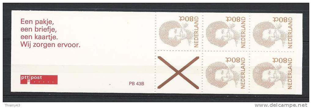 Nederland, Netherlands 1992 - Beatrix 5x80 C. Booklet, Markenheftchen 43B - MNH, Neuf, Postfrisch - Carnets Et Roulettes