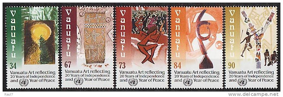 VANUATU // 2000 Art Local Et Année Int De La Paix  // 5 V NEUFS *** (MNH SET) - Vanuatu (1980-...)