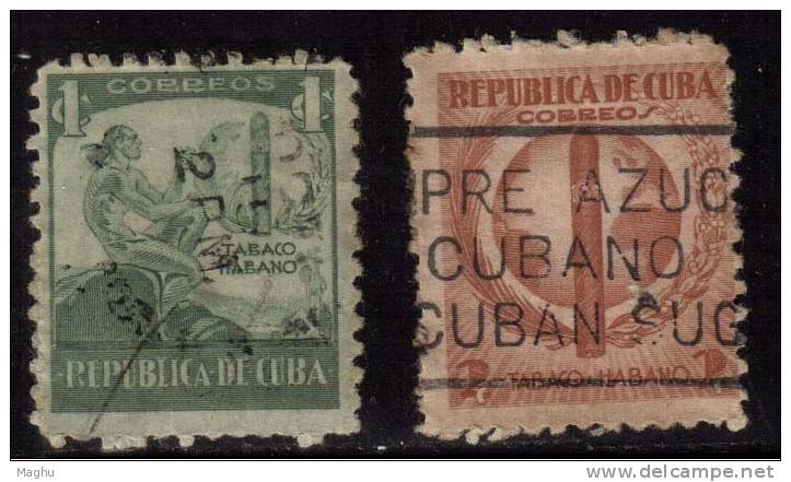 Cuba Used 1939, Tobacco Leaves, Plants, Globe, - Oblitérés