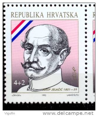 HR 1992-187 BAN JOSIP JELA&#268;I&#262;, CROATIA HRVATSKA, 1 X 1v, MNH - Sonstige & Ohne Zuordnung