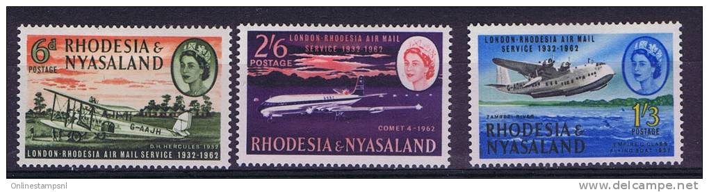 Rhodesia &amp; Nyasaland 1962 Michel 42-44 MH - Airplanes