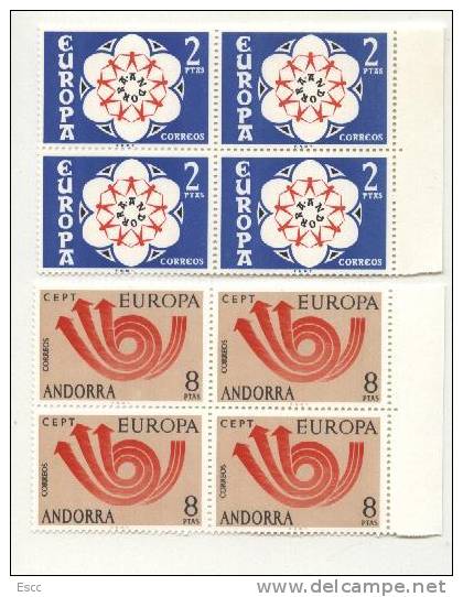 Mint Stamps In Blocks Europa CEPT 1973 From Andorra - 1973