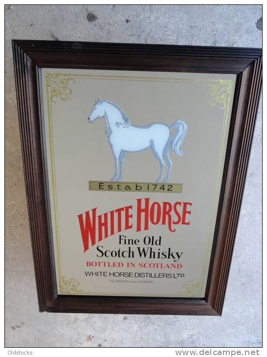 ANCIEN MIROIR WHITE HORSE FINE OLD SCOTCH WHISKY GLASGOW & LONDON (ESTAB 1742) - Mirrors