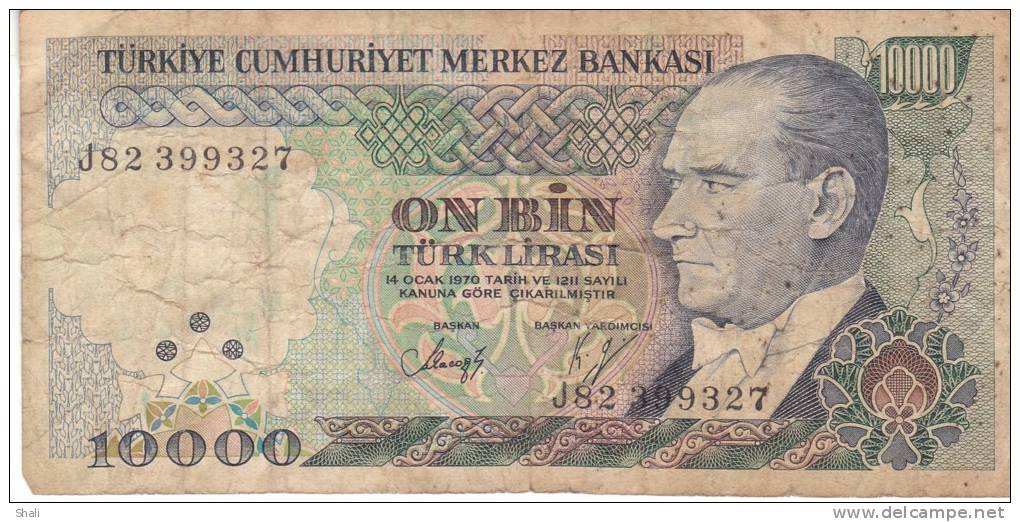 BILLET TURKIYE CUMHURIYET MERKEZ BANKASI 10000 - Turquie