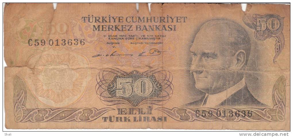 BILLET TURKIYE CUMHURIYET MERKEZ BANKASI 50 - Türkei