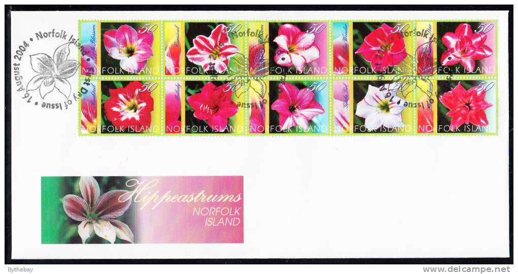 Norfolk Island Scott #823 FDC Block Of 10 Day Lilies - Ile Norfolk