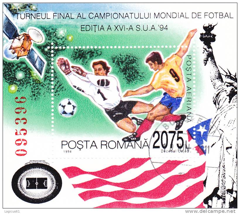 FOOTBALL;COUPE DE MONDE S.U.A. 1994 BLOCK FVU USED ROMANIA. - 1994 – Verenigde Staten