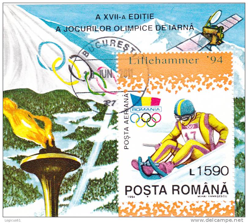 LILLEHAMMER OLYMPIC GAMES  1994 BLOCK FVU USED ROMANIA. - Invierno 1994: Lillehammer