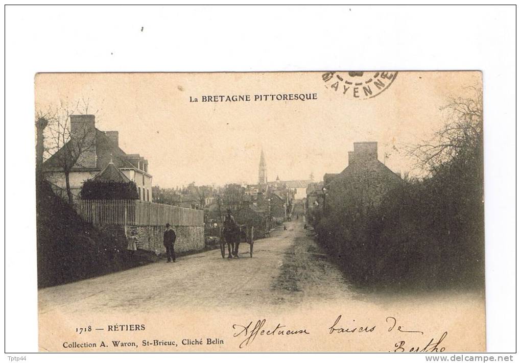 RETIERS  -  Attelage Cheval  -  Entrée Du Village - Carte  Postée 14 Septembre 1903 Pour CAROLLES (Manche) - Autres & Non Classés