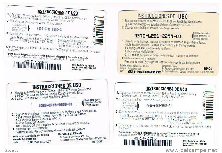 REPUBBLICA DOMINICANA - TRICOM (REMOTE)   - EFECTIVA: LOT OF 4 DIFFERENT   - USED    RIF. 1045 - Dominik. Republik