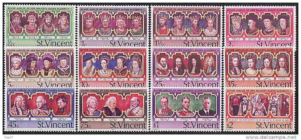 St VINCENT // 1977 Rois Et Reines D'Angleterre // 12v NEUFS *** (MNH SET) - St.Vincent (1979-...)