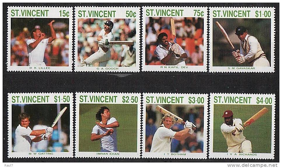 St VINCENT // 1988 Joueurs De Cricket Season 1988 // 8v NEUFS *** (MNH SET) - St.Vincent (1979-...)