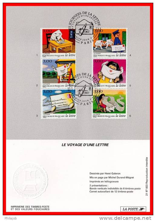 1997 : NOTICE OFFICIELLE " LE VOYAGE D'UNE LETTRE  " N° YT 3060 à 3065  + Prix Dégressif. - Stripsverhalen