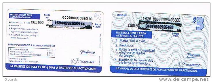 ECUADOR - TELEFONICA MOVISTAR (GSM RECHARGE)   -  RECARGAME: LOT OF 2 DIFFERENT   - USED   -  RIF. 537 - Ecuador