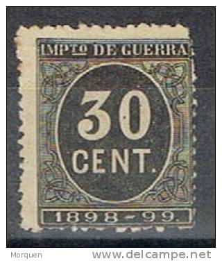 Sello 30 Cts Impuesto Guerra 1898, VARIEDAD Marco Roto * - Kriegssteuermarken