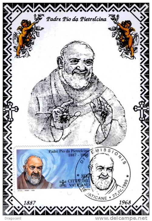 SANTO   PADRE PIO DI PETRALCINA  NUMERATA COLORITA A MANO   IACOVELLI     VATICANO      MAXIMUN  FDC - Heiligen