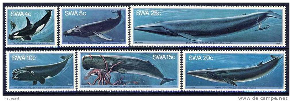 #SWA 80. Whales. Michel 466-71. MNH(**) - Namibie (1990- ...)