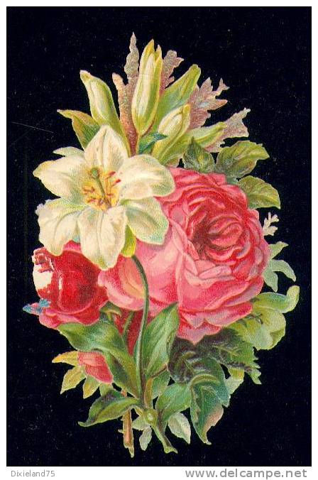 Découpi Gaufré Chromo Fleur Rose Flower 6,5 X 10 - Flowers