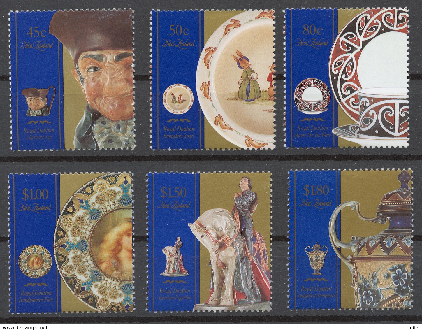 New Zealand 1993 Mi# 1267-72+ Bl.35** ROYAL DOULTON CERAMICS - Unused Stamps