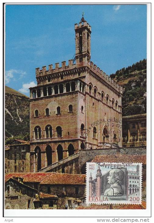 Carte-Maximum ITALIE N° Yvert 1541 (GUBBIO) Obl Sp Ill 1er Jour 1982 - Maximumkaarten