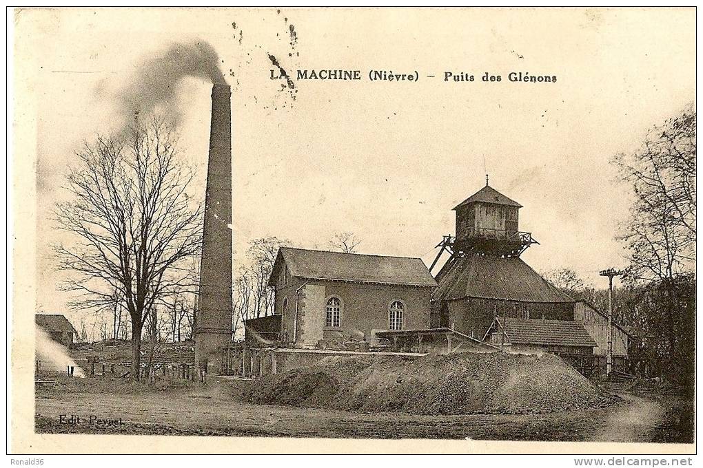 Cp 58 LA MACHINE Puits Des Glénons ( Mine , Cheminée ) Adr à Anatole HERVET De Bretagne Par LEVROUX - La Machine