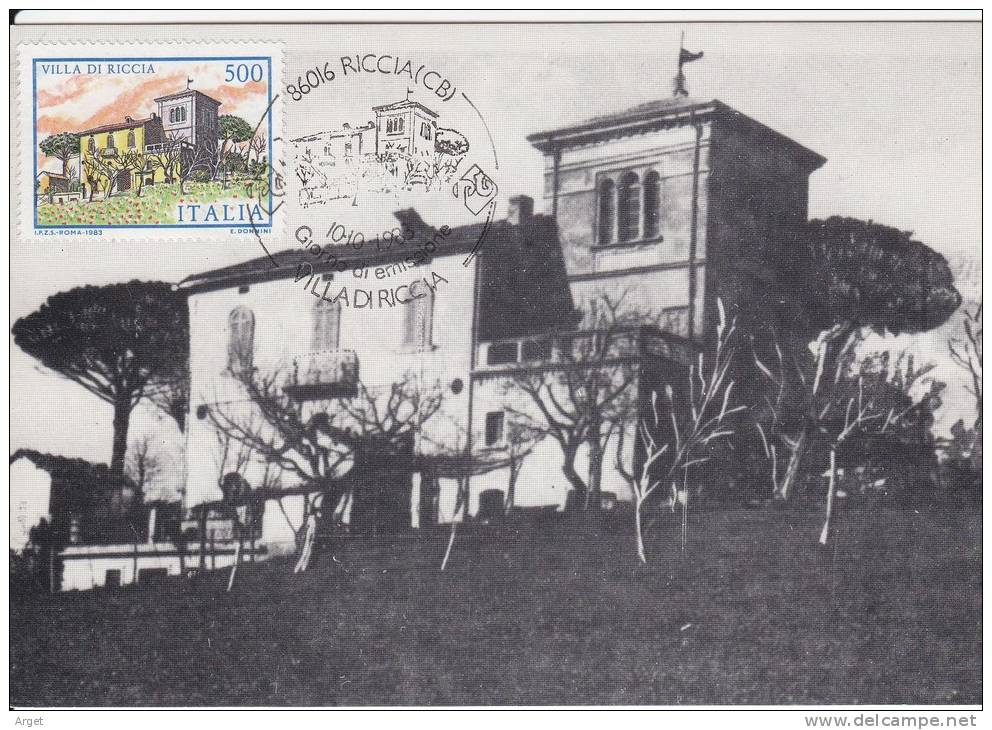 Carte-Maximum ITALIE N° Yvert 1591 (RICCIA - Villa Di Riccia) Obl Sp Ill 1er Jour 1983 - Maximumkaarten